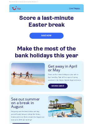 TUI (United Kingdom) - Get away for the Easter holidays 🙌