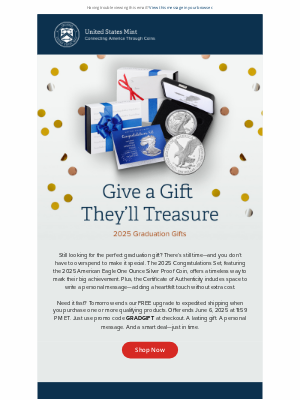 United States Mint - Our Shipping Offer for Select Grad Gifts Ends Tomorrow