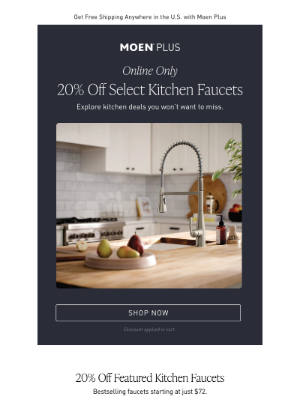 Moen - 20% Off Select Kitchen Faucets