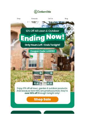 Cedarcide - Don’t Wait 🧨 12% Off ALL Lawn & Garden Ends Tonight