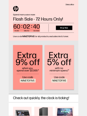 72 Hours Only: Extra 9% Off Orders Above $2,000*