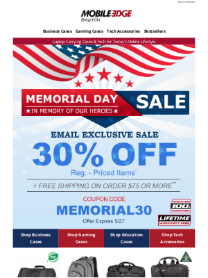 Mobile Edge - Exclusive Memorial Day Sale