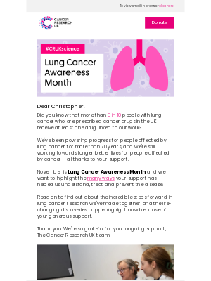 Cancer Research (United Kingdom) - November is Lung Cancer Awareness Month