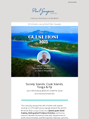 Paul Gauguin Cruises - Tahiti in January: Exclusive Savings & $500 Air Credit