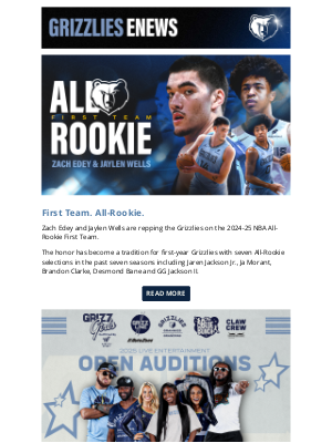 Memphis Grizzlies - Zach Edey & Jaylen Wells Named to NBA All-Rookie First Team