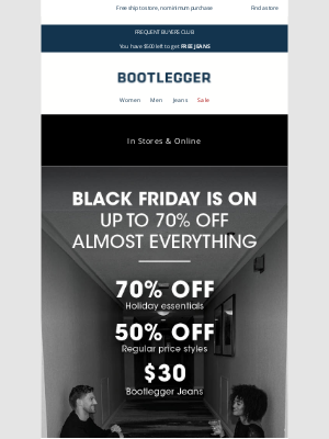 Bootlegger - Here's the deal...UP TO 70% OFF