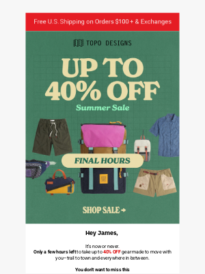 Topo Designs - 🚨 Final Hours for The Summer Sale