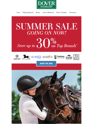 Dover Saddlery - The Brands You Love Are 30% OFF