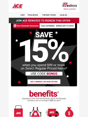 Ace Hardware - 15% OFF 🚨 Sale Extended!