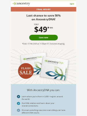 Ancestry - Act Fast: Your Last Chance to Save!