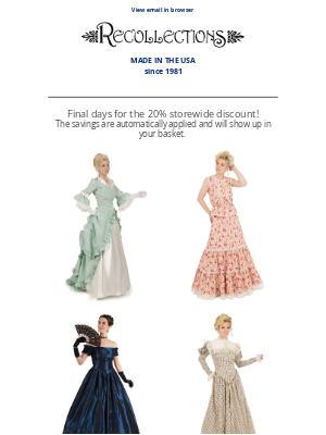 Recollections - Final Hours: 20% Off Sitewide Sale!