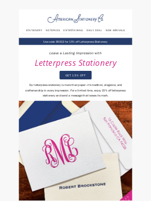 American Stationery - 15% off Letterpress 💌 Crafted to Impress
