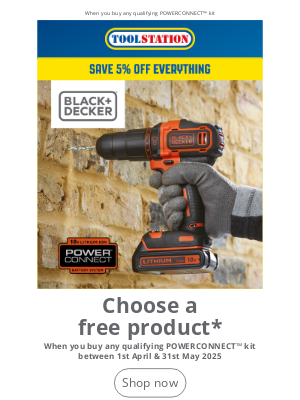 Toolstation (United Kingdom) - Free Black and Decker product!