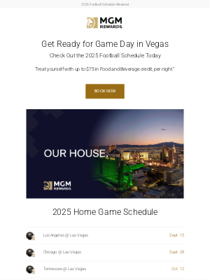 MGM Resorts - Vegas Football Schedule Just Released 🏈 Let’s Book That Trip