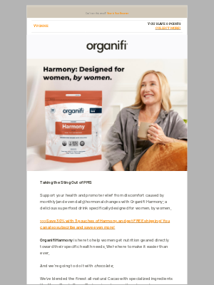 Organifi - Real PMS relief with Harmony: Save over $70!