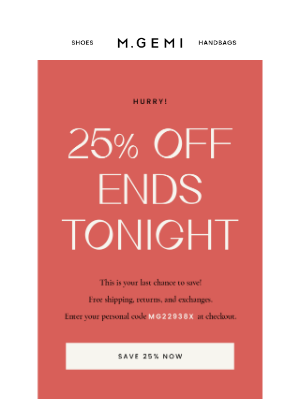 M. Gemi - 25% Off Ends Tonight!