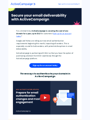 ActiveCampaign - Limited Time Offer: One free domain for a year!