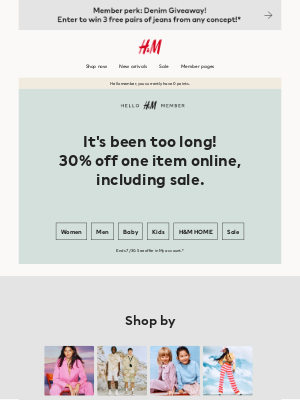 H&M - Come back & save 30% off any item