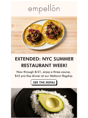 OpenTable - 🌮 GOOD NEWS: Restaurant Week Extended 🥑