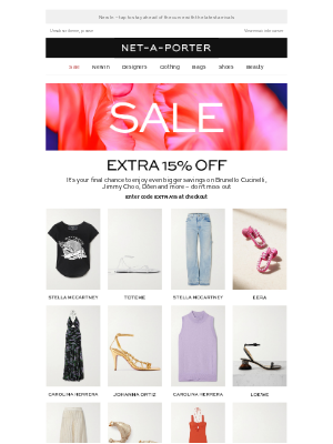 NET-A-PORTER - Ends soon: don’t miss an extra 15% off selected lines