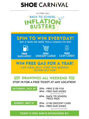 Shoe Carnival - INFLATION BUSTER : Giveaways in Store