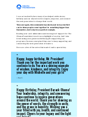 Obama Foundation - From the bottom of my heart