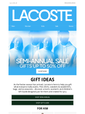 Lacoste - Your Gift Guide is HERE! Last chance to shop.