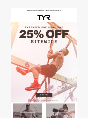 TYR Sport - Valentine's Day Extended! Save 25% off sitewide!