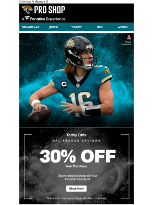 Jacksonville Jaguars - 30% Off NFL Season Savings Today Only!