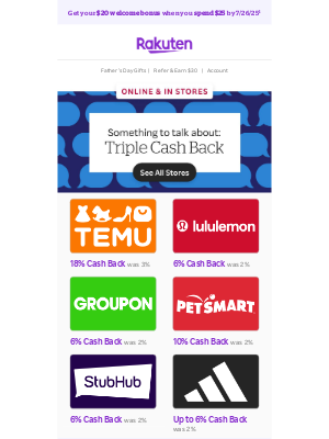 Rakuten - Treat yourself with Triple Cash Back 💸