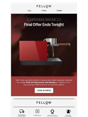 Fellow - $100 off Espresso Series 1 ends tonight