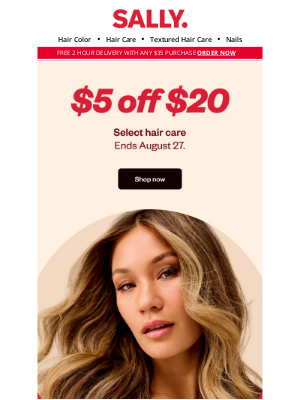 Sally Beauty - Save $5 on your $20 hair care purchase 🤩