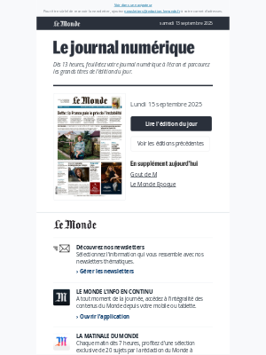 Le Monde - Journal numérique - Lundi 15 septembre 2025