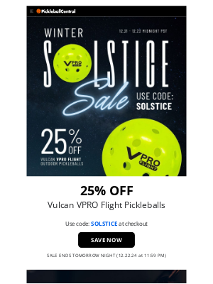 PickleballCentral - Winter Solstice Flash Sale