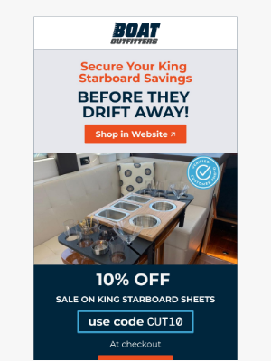 Boat Outfitters - Last Chance to Save 10% on King Starboard – Ends Tonight!