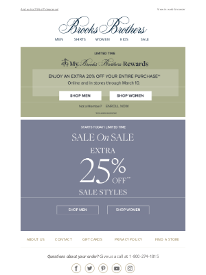 Brooks Brothers (Australia) - Starts now: EXTRA 20% OFF for rewards members