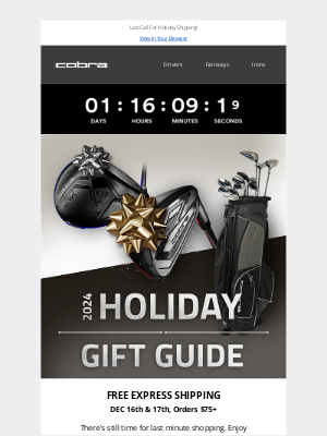 Cobra Golf - 2 Days Only | Free Express Holiday Shipping