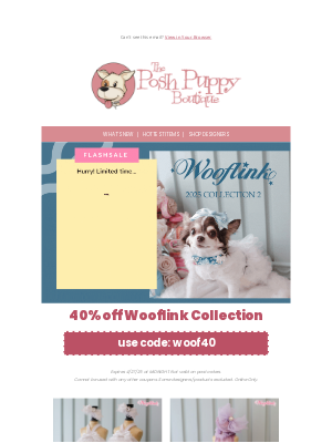 Posh Puppy Boutique - Limited Time: 40% Off WOOFLINK 2025!