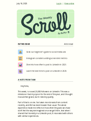 🍬 The Weekly Scroll: Post 2-5 times on LinkedIn