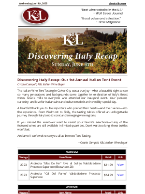 K&L Wine Merchants - Our First Annual Italian Tasting Lineup: Limited Bottles Remain