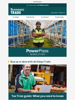 Bunnings (Australia) - PowerPass Newsletter: Gloria, make Tax Time a breeze with these tips