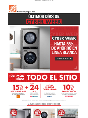 Home Depot Mexico - 😱¡Última llamada! Hasta 55% en LÍNEA BLANCA