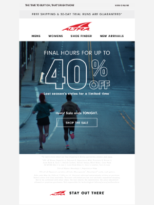 Altra Running - *FINAL HOURS* to get 40% off ⌛