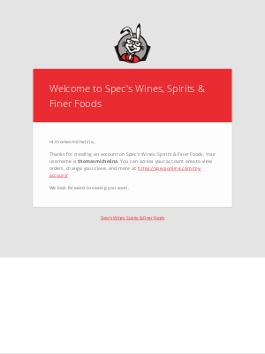 Spec's - Your Spec's Wines, Spirits & Finer Foods account has been created!