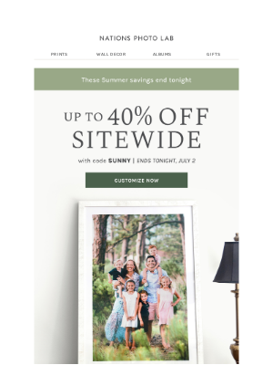 Nations Photo Lab - Ends tonight: Up to 40% off SITEWIDE