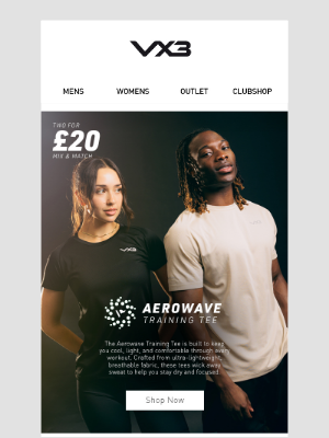 Sweatshop (United Kingdom) - Two For £20 - Aerowave Training Tees - Built To Keep You Cool