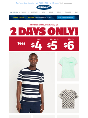 Old Navy - You've officially got 50% off EVERYTHING online + $5 tees