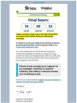 Habitat for Humanity - Urgent: We can't do this without you!