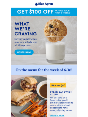 Blue Apron - CHEF RECS: Meet our take on a French dip + $100 OFF