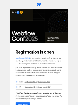 Webflow - Webflow Conf 2025 registration is open!